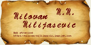 Milovan Milijašević vizit kartica